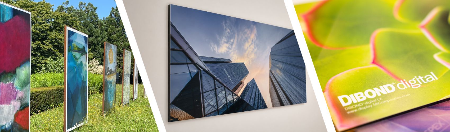 Plusieurs applications de panneaux muraux en aluminium composite réalisés en Dibond®