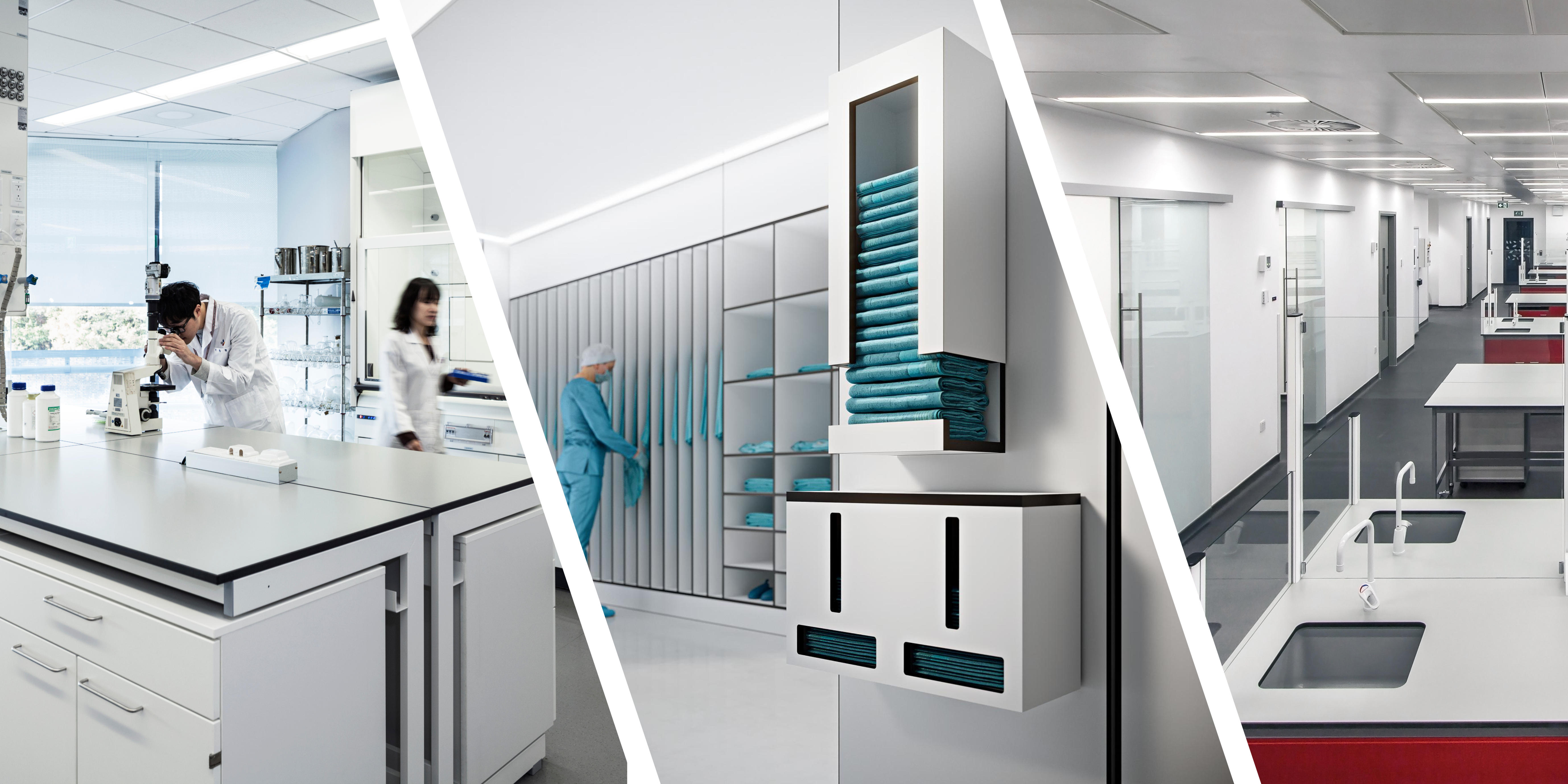 Application de produit trespa toplab, on y voit des paillaisses et des murs réalisés avec le produits