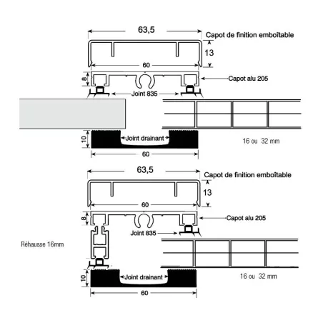 Profil avec système de joint drainant I Pour couverture I Sunclear
