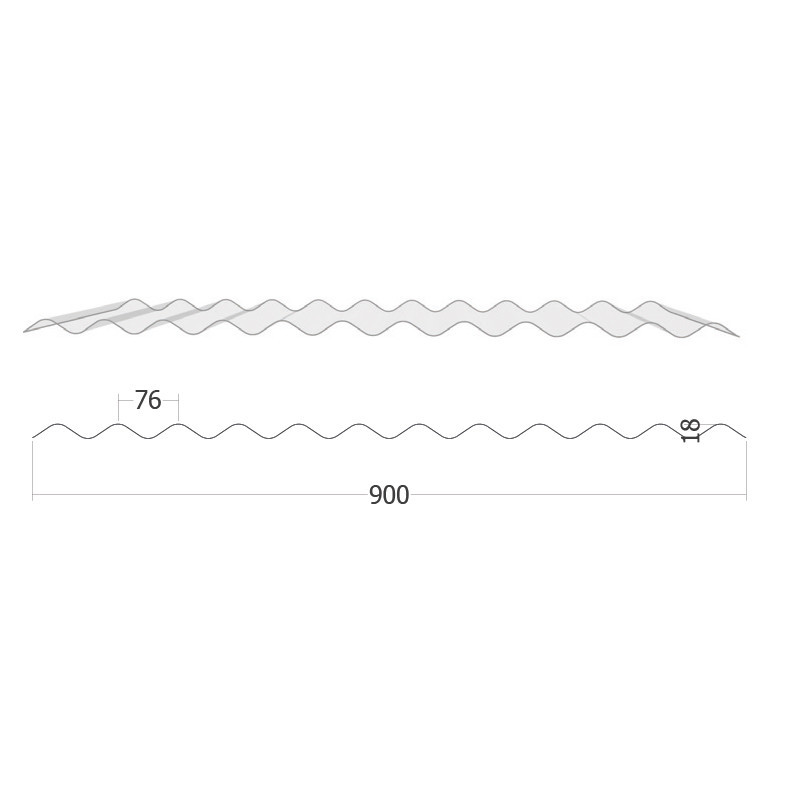 Polycarbonate ondulé I PO 76/18 Polycarbonate ondulé I PO 76/18