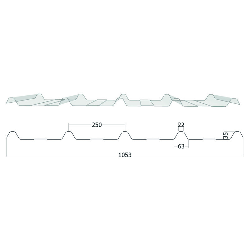 PC Nervuré 4/250/35T Incolore | Plaque polycarbonate nervurée PC Nervuré 4/250/35T Incolore | Plaque polycarbonate nervurée