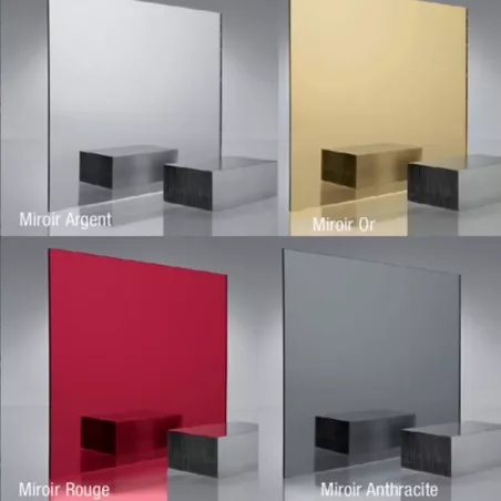 PMMA Extrudé Miroir | Argent, Or, Rouge, Anthracite