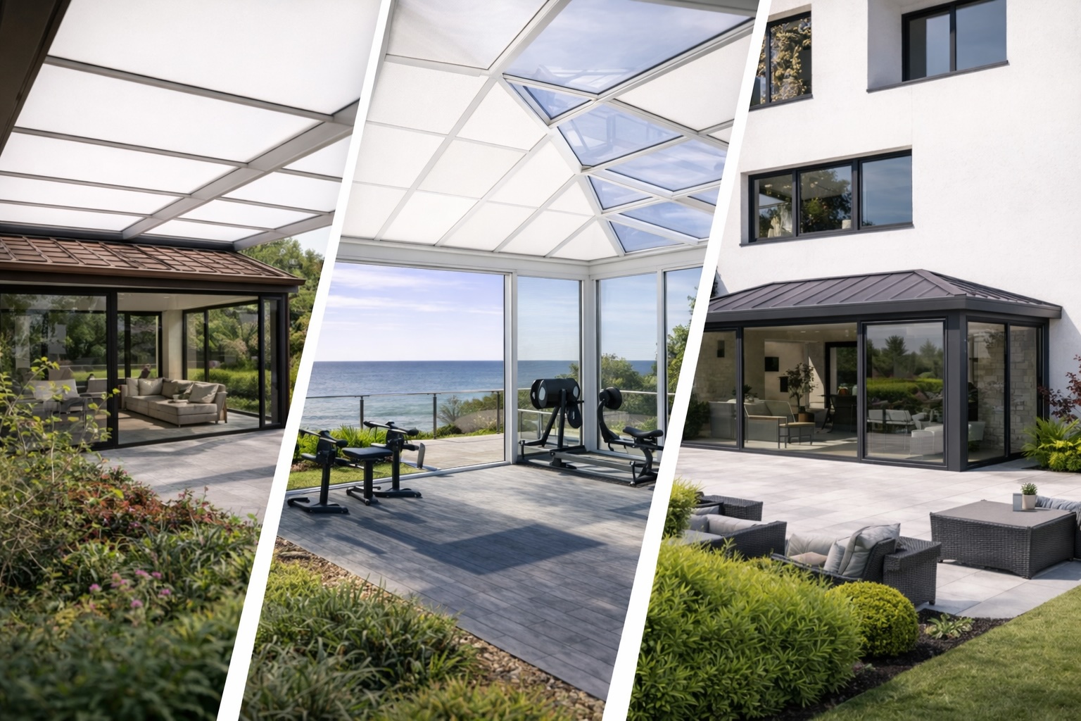 3 photos qui illustrent des projets différents avec le panneaux sandwich Isotoit®