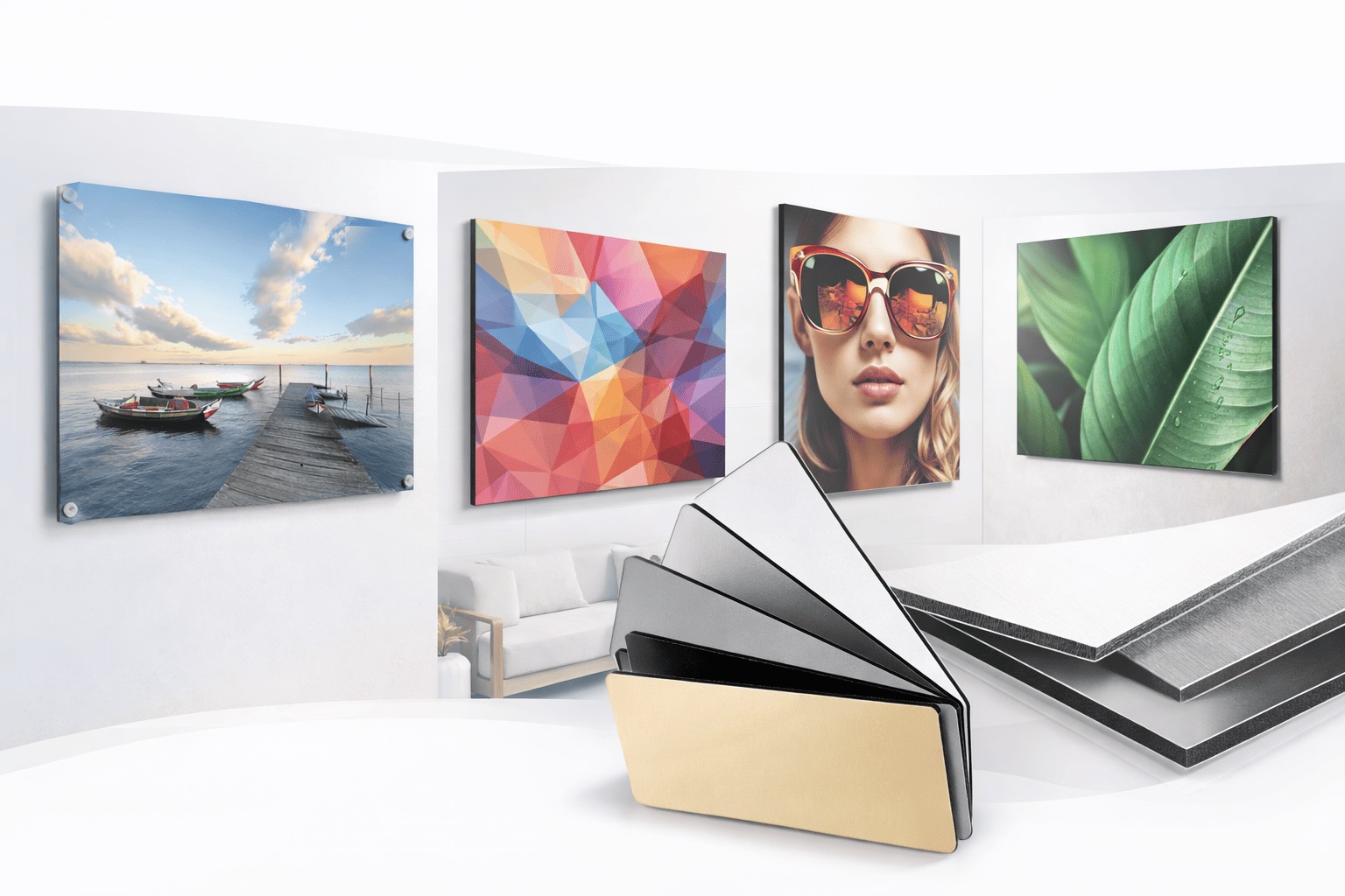 Plusieurs applications de panneaux muraux en aluminium composite réalisés en Dibond®