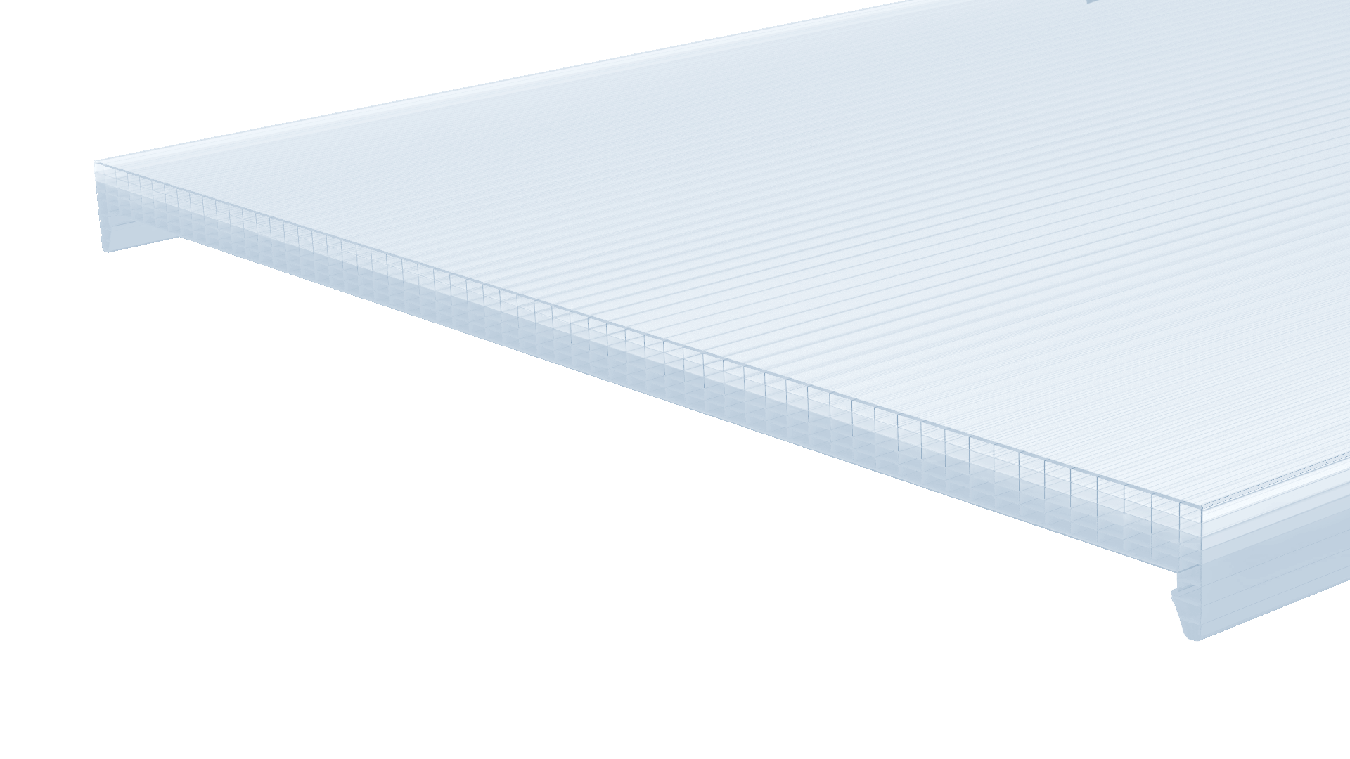 Bâtiment vu d'une rue avec un bardage en plaques de polycarbonate alvéolaire. Le système emboîtable arcoPlus® 549 est résistant aux UV.